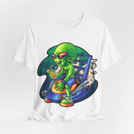 The riding UFO | Unisex Short Sleeve, Funny T-shirt | FREE Halloween 2 Day Express Shipping