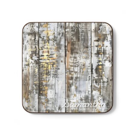 Distressed Wood Style, Hardboard Back Coaster | Personalized Gift | Corporate Gift