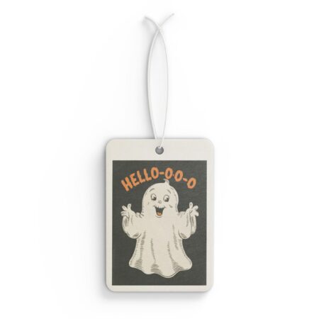 Vintage Halloween Car Air Freshener Set with Soapstone Coaster - Hellooooo Car Scented, Spooky Car Fragrance, Halloween