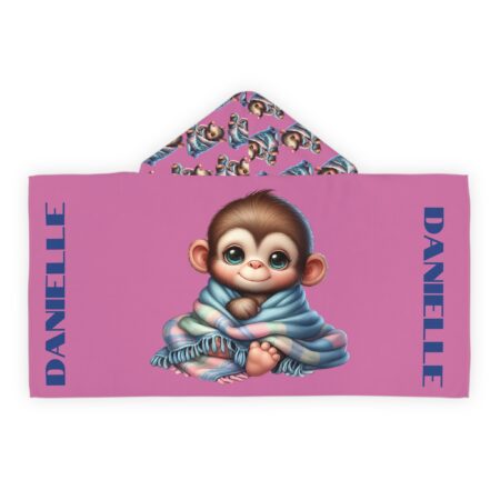 Kid's Hooded Bath Towel | Kid's Hooded Beach Towel Poncho | Cute Money, Animal Kids Hooded Towel Robe | Personalized (Pink)