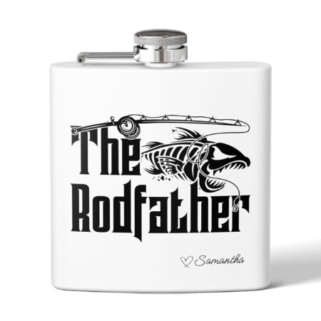 Father's Day Gift | The Rodfather Fishing Flask | Perfect Gift for Anglers | Flask for Beer, Whiskey, Camping, Outdoors, Personalized Gift