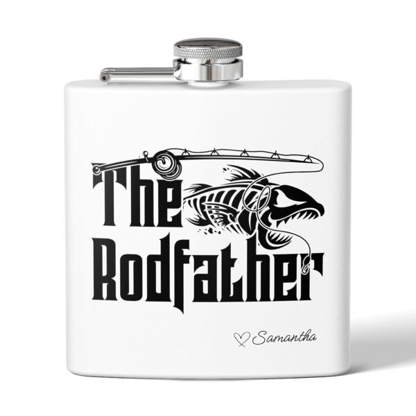 Father's Day Gift | The Rodfather Fishing Flask | Perfect Gift for Anglers | Flask for Beer, Whiskey, Camping, Outdoors, Personalized Gift
