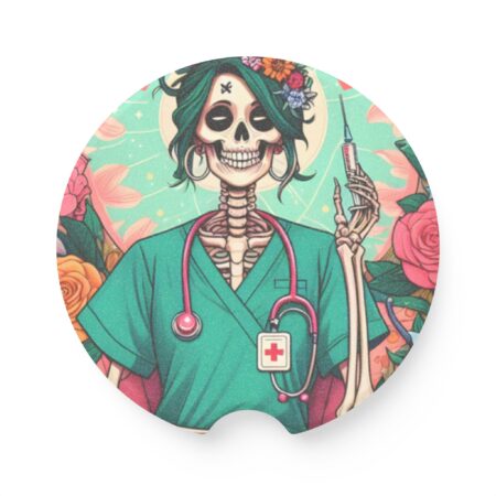 Skeleton Nurse Soapstone Car Coaster