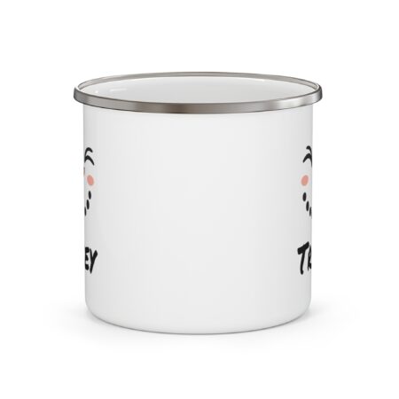 Enamel Camping Mug | Personalized Kids Hot Snowman Cup | Kids Secret Santa Hot Cocoa Cup | Happy Snowman Face Mug | Holiday Christmas