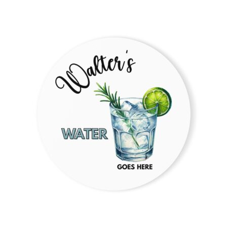Water, Personalized Cork Coaster Set | Fun Drinkware Gift for Home Bar | Customizable Kitchen Decor | Unique Hostess Gift