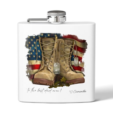 Father's Day Gift | Military Dad, Stepdad, Grandad Gift | Personalized Stainless Steel Flask