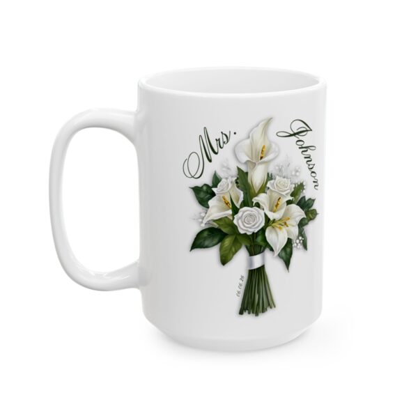 Personalized Floral Bouquet Wedding Day Mug | Just Married Mug | Bride Gift | Engagement Gift | Wedding Day Gift | Anniversary Gift