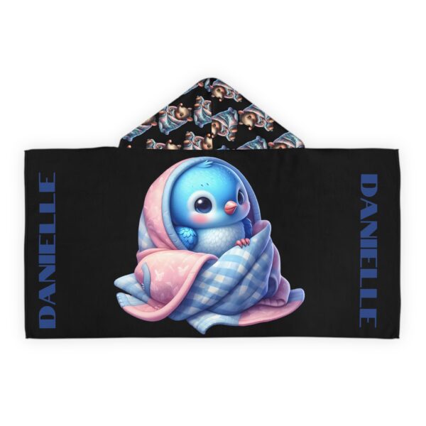 Kid's Hooded Bath Towel | Kid's Hooded Beach Towel Poncho | Cute Bird, Animal Kid's Hooded Towel Robe | Personalized (Black)