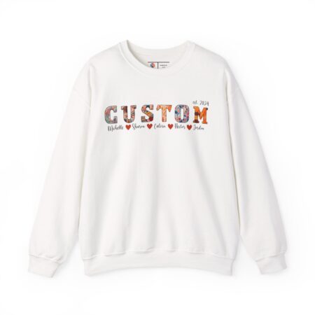 Personalized Mom Christmas Sweatshirt | Faux Knitted Style Sweatshirt | Grandkids Sweatshirt