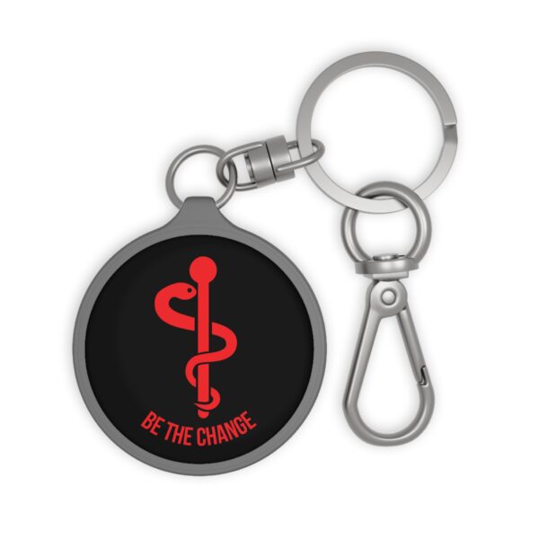 Be The Change Motivational Keychain | Nurse Gift, Medical Student Accessory | Caduceus and Staff of Aesculapius Design | Personalized