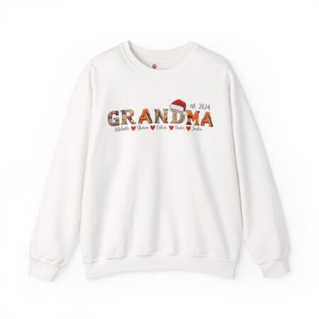 Personalized Grandma Christmas Sweatshirt | Faux Knitted Style Sweatshirt | Grandkids Sweatshirt