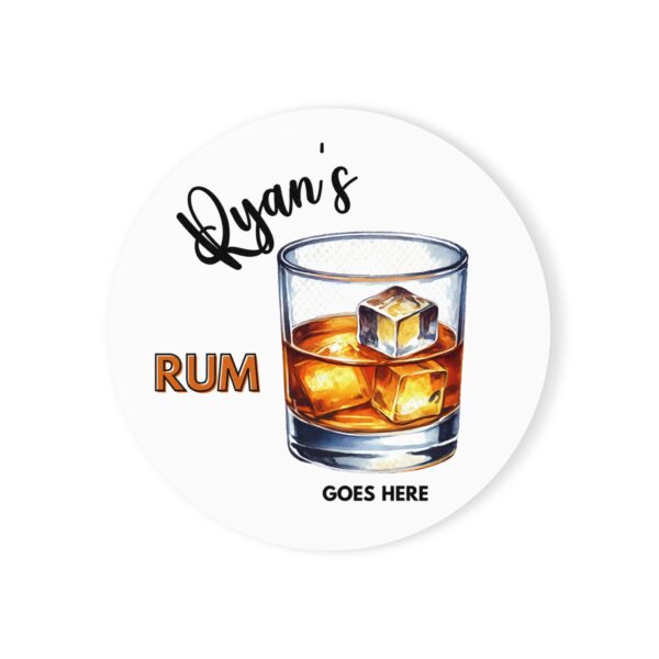 Rum, Personalized Cork Coaster Set | Fun Drinkware Gift for Home Bar | Customizable Kitchen Decor | Unique Hostess Gift