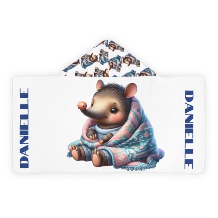 Kid's Hooded Bath Towel | Kid's Hooded Beach Towel Poncho | Cute Aardvark, Animal Kid's Hooded Towel Robe | Personalized