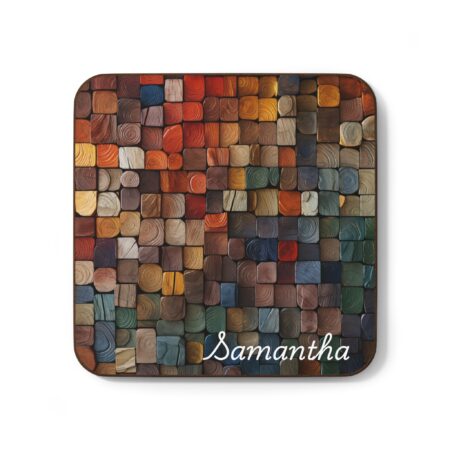 Colorful Wood Grain Style Hardboard Back Coaster | Personalized Gift