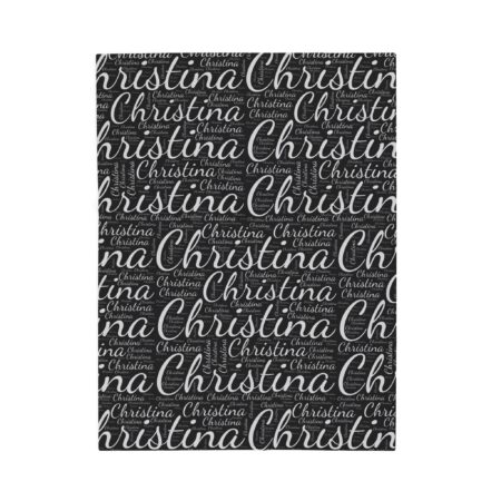 Velveteen Plush Black Blanket : Personalized Name Pattern, Custom Script Name Print, Christmas Gifts for Teens