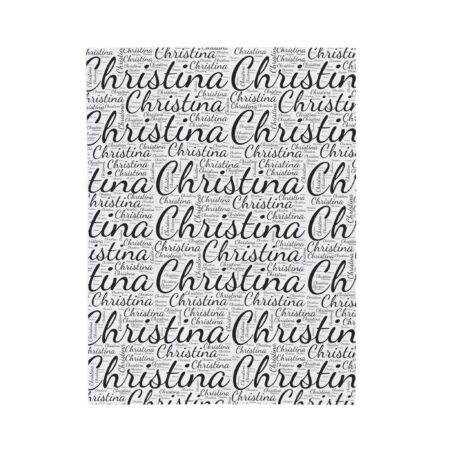 Velveteen Plush White Blanket : Personalized Name Pattern, Custom Script Name Print, Christmas Gifts for Teens