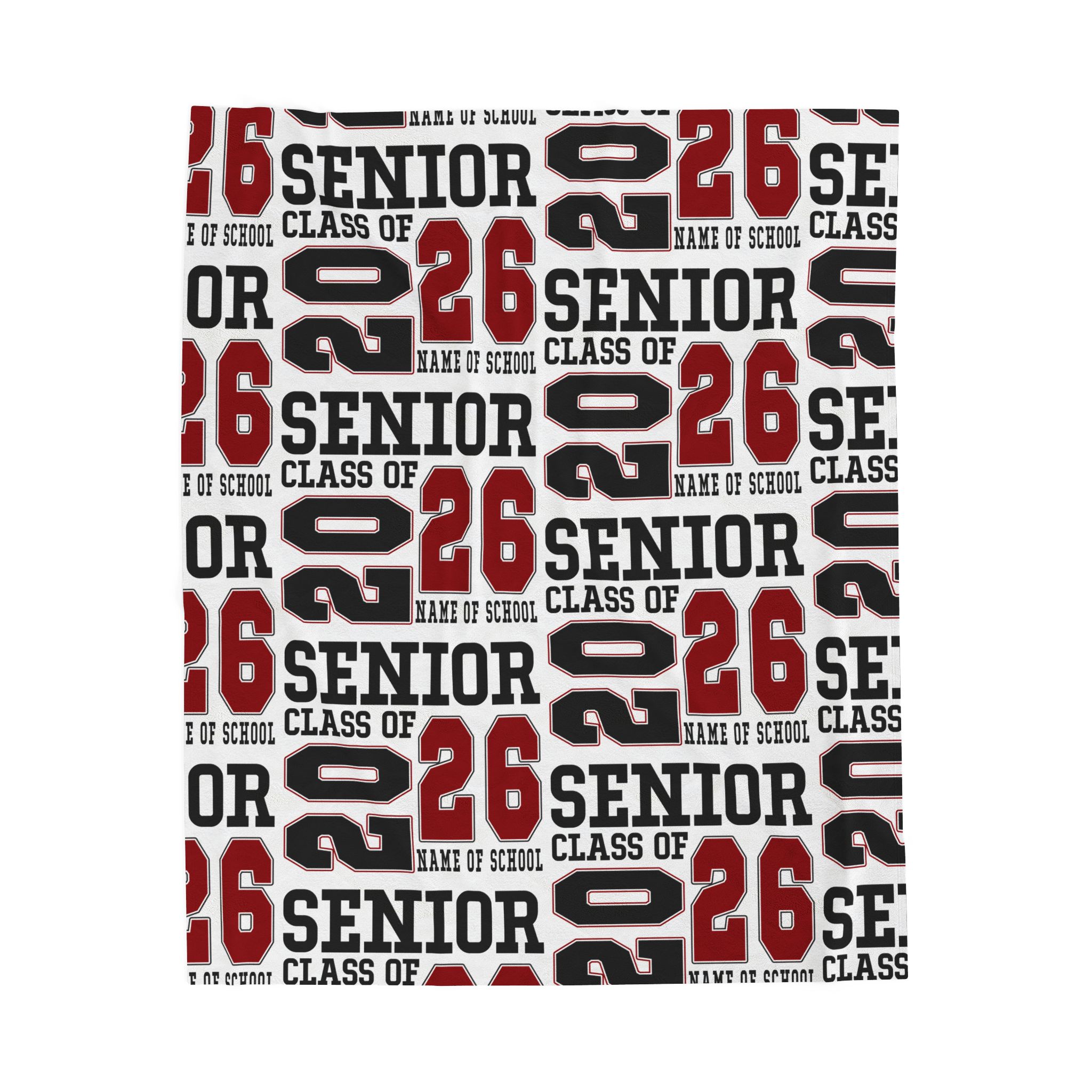 Class of 26 Senior Blanket | Velveteen Plush Blanket, Custom School Name