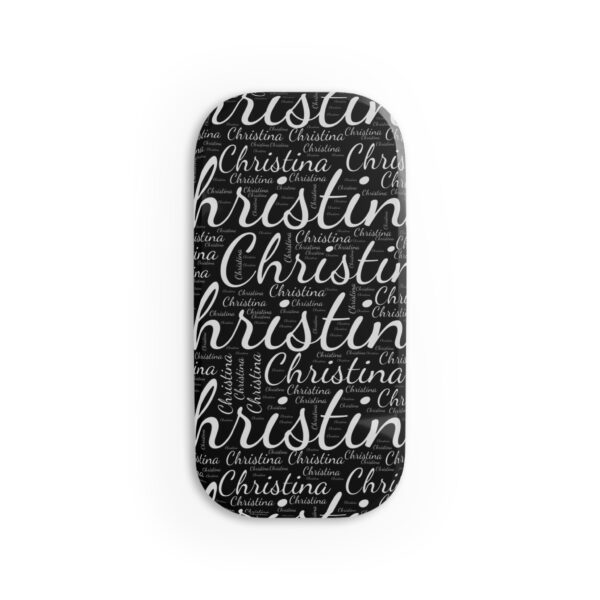 Personalized Script Name, Black and White : Black Pop Grip Phone Stand