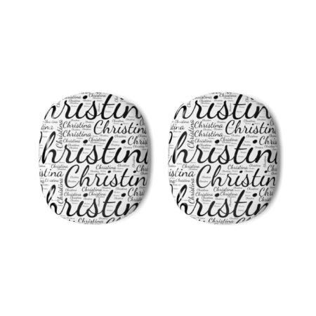 Name Script Pattern AirPod Max Cases | Personalized Monogram Ear Cup Covers, White and Black
