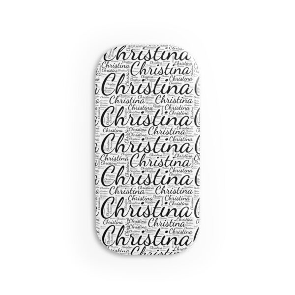 Personalized Script Name Phone Stand, Custom Name : White and Black, Pop Grip