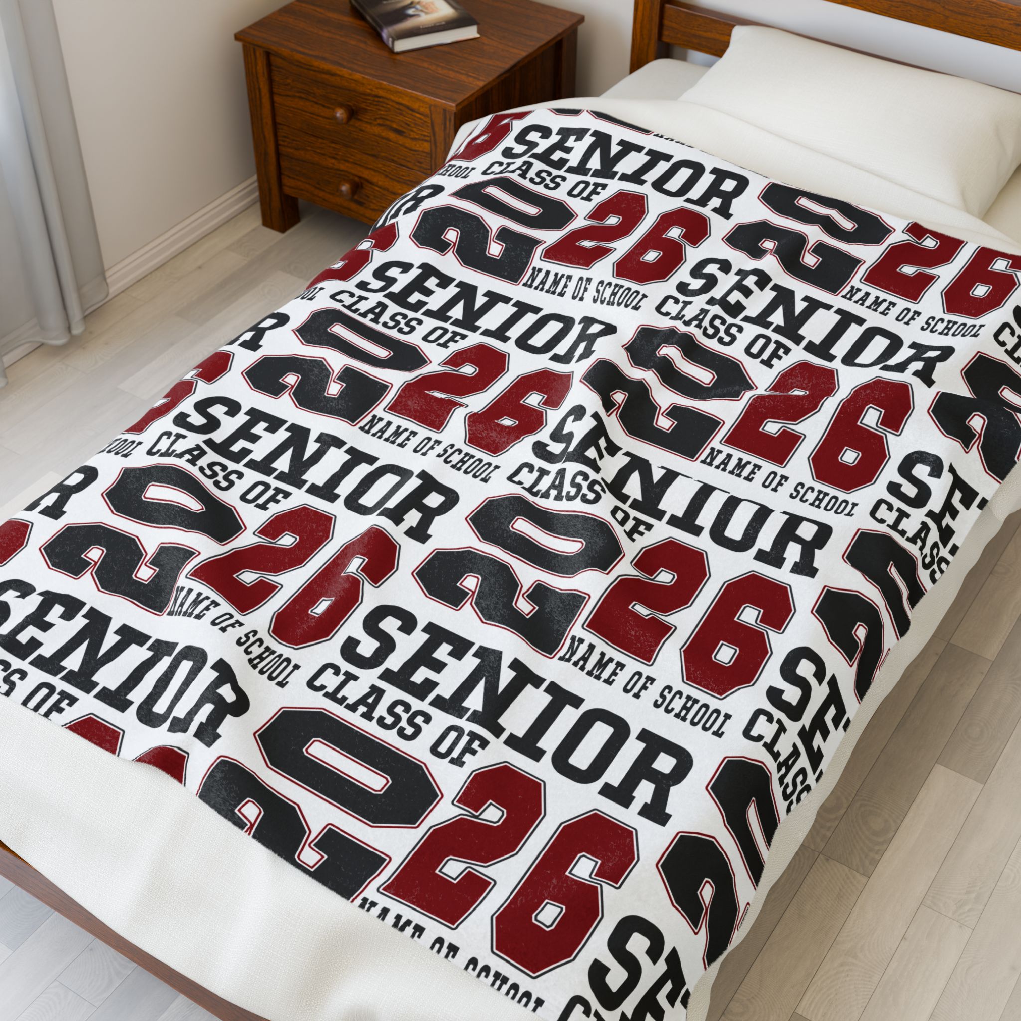 Class of 26 Senior Blanket | Velveteen Plush Blanket, Custom School Name - Image 3